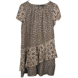Warehouse Cream Floral pattern asymmetric skirt later light weight dress